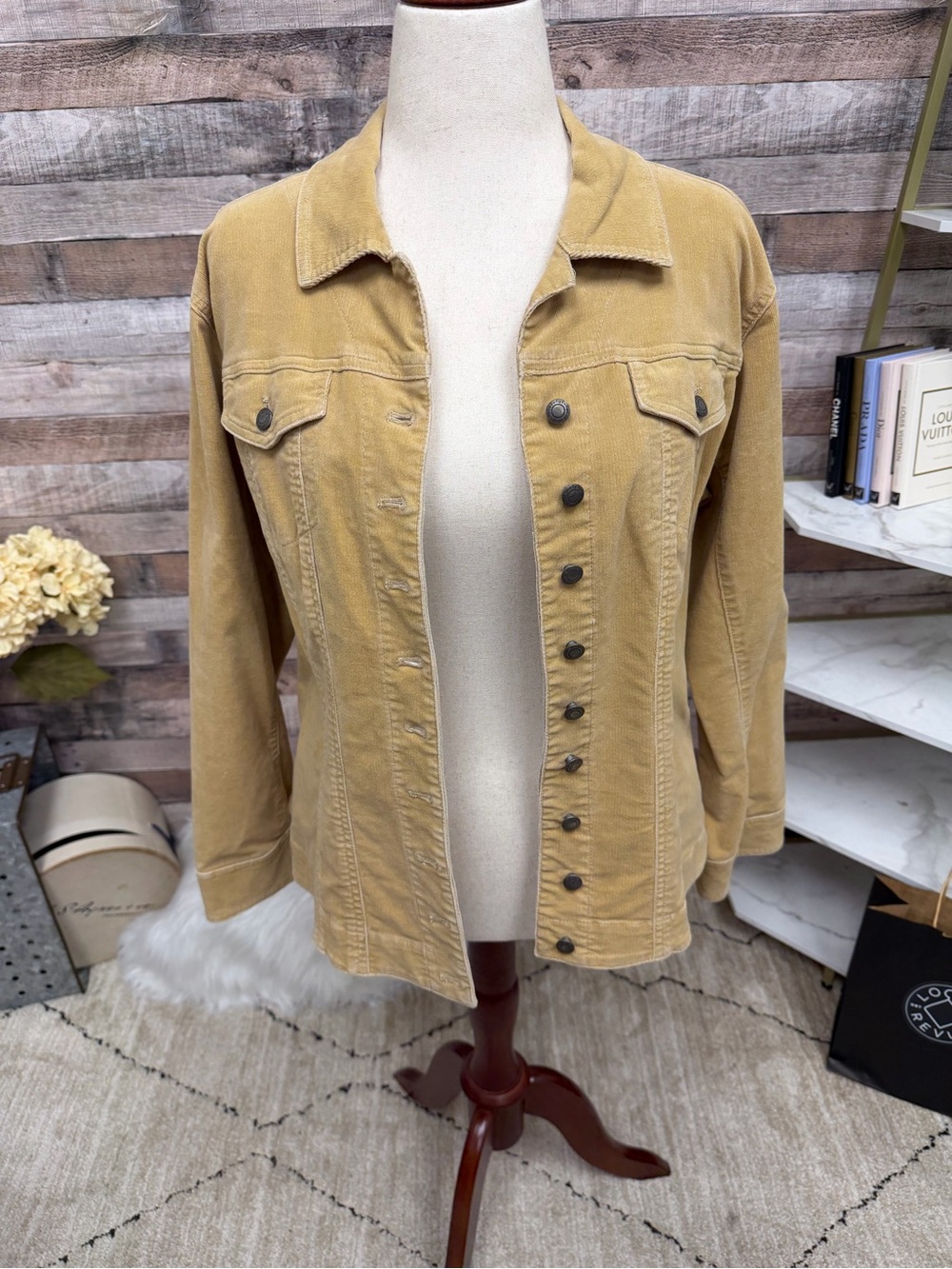 Chico's Tan Corduroy Button Jacket L